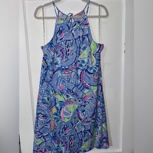 Lilly Pulitzer Blue and Pink Patterned Mini Dress